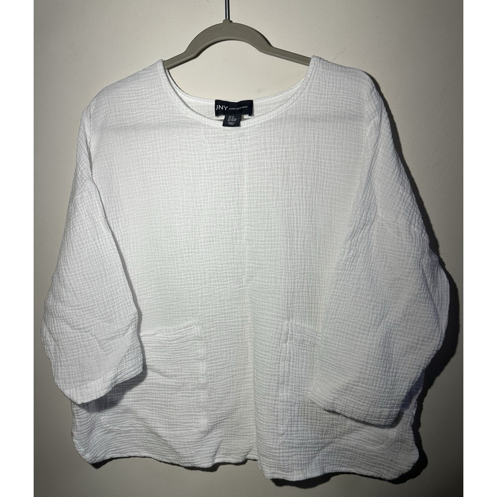 Jones New York Plus Size 1x Cotton Crepe Top‎ W/pockets